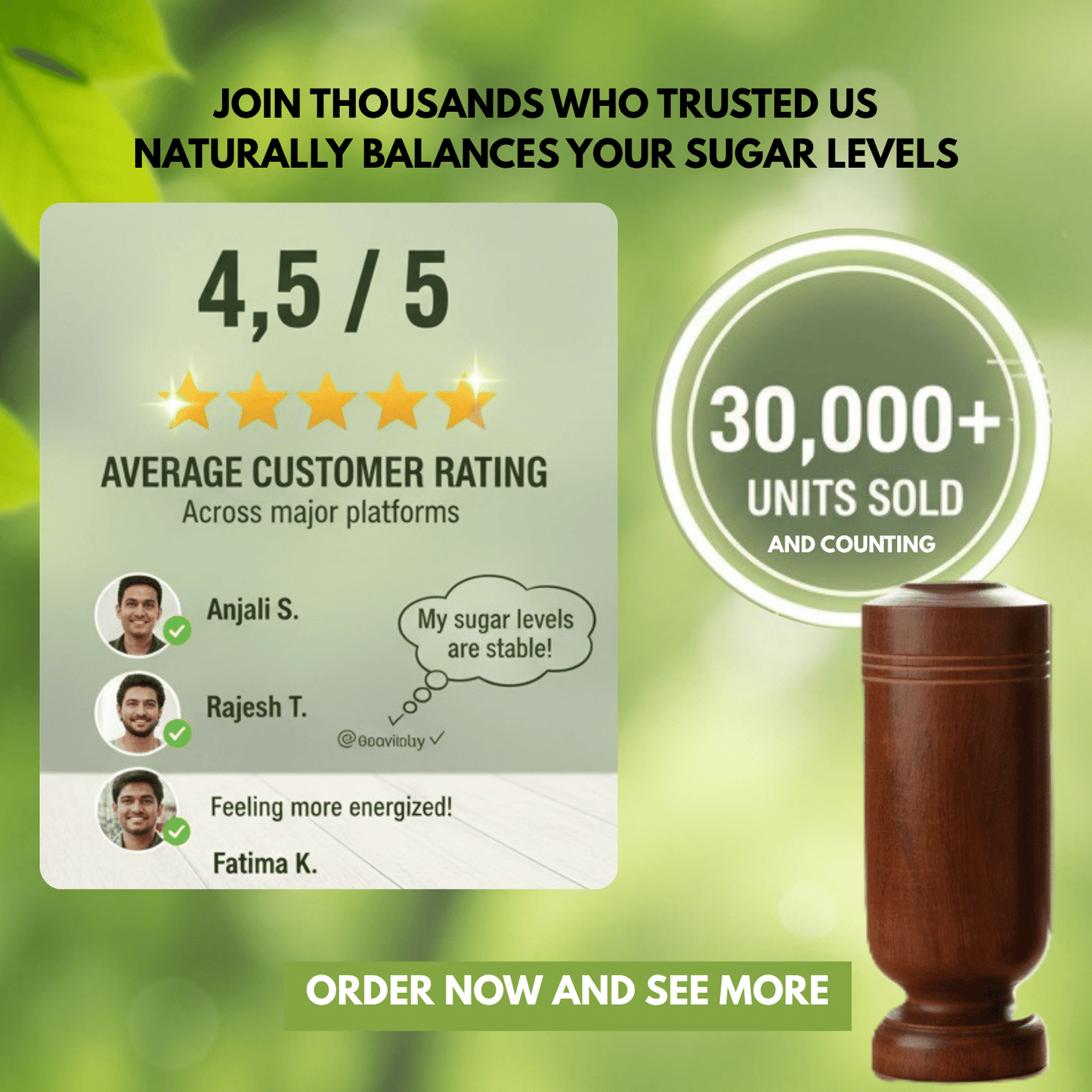 Sugar Balance Wooden Water Glass